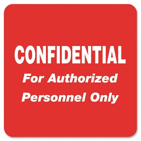 Tabbies Confidential Label, Personnel Only, 2"x2", 500/RL, RD TAB40570